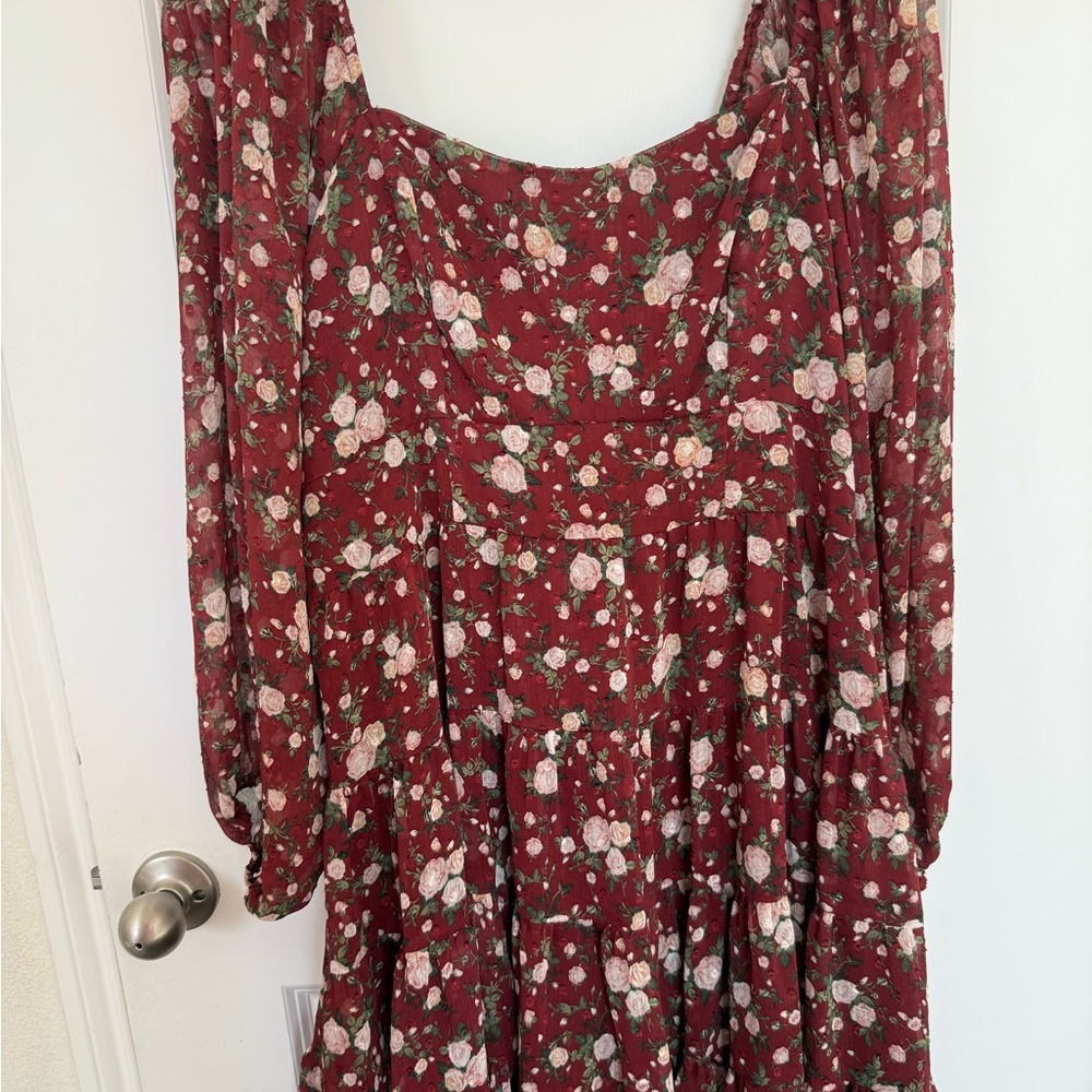 ARULA Burgundy Floral Dress